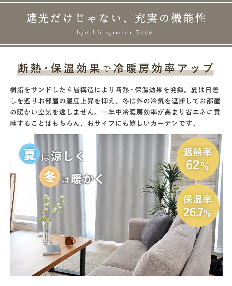 2枚入 カーテン エッセの機能