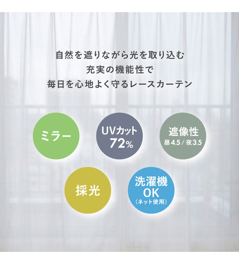 2枚組みレースカーテン オレンの機能