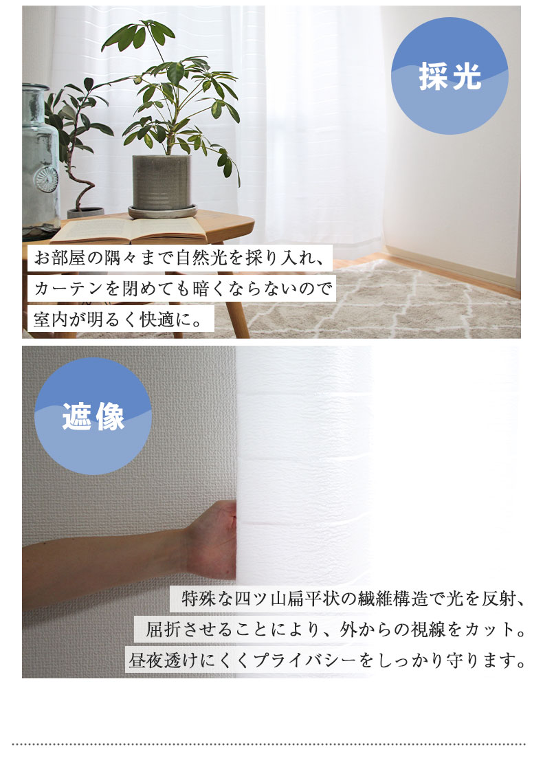 2枚入り 既製レースカーテン Wボーダーの機能