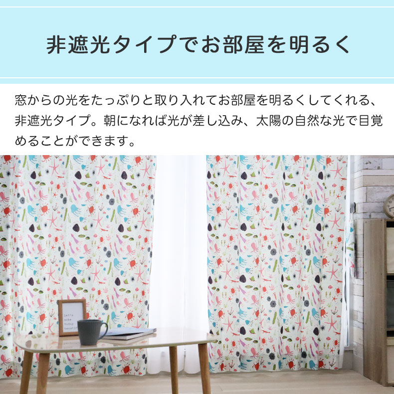 ドレープカーテン（厚地） ウミノイキモノズカン