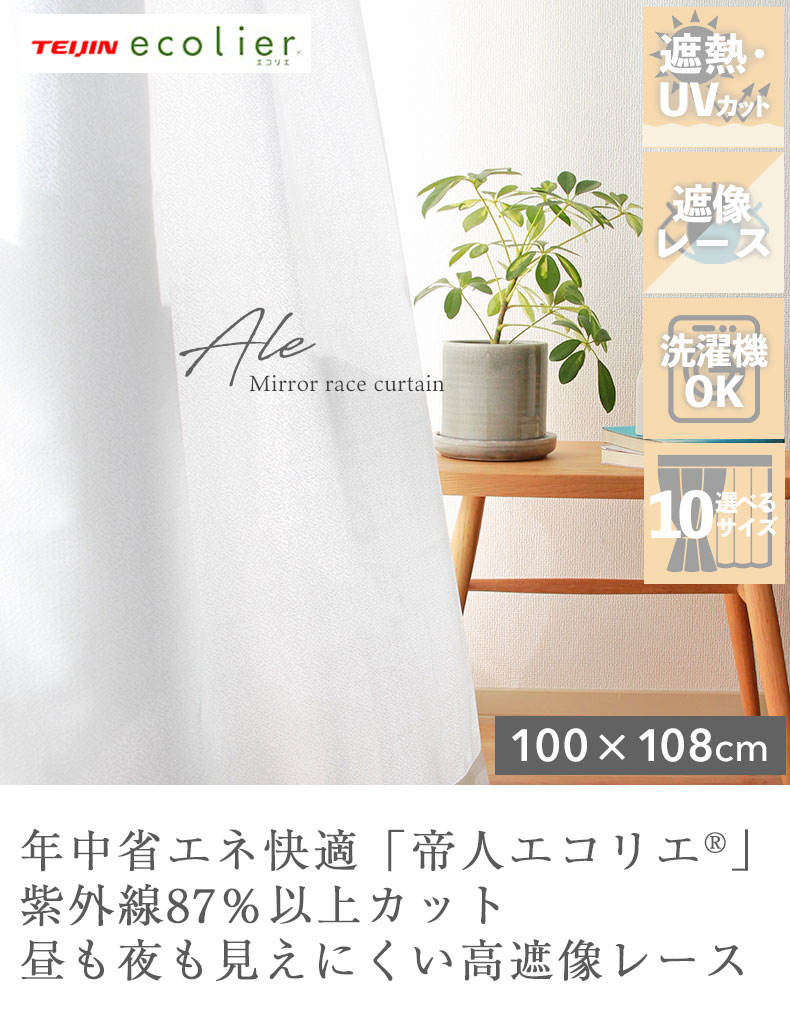 2枚入り 既製レースカーテン エール