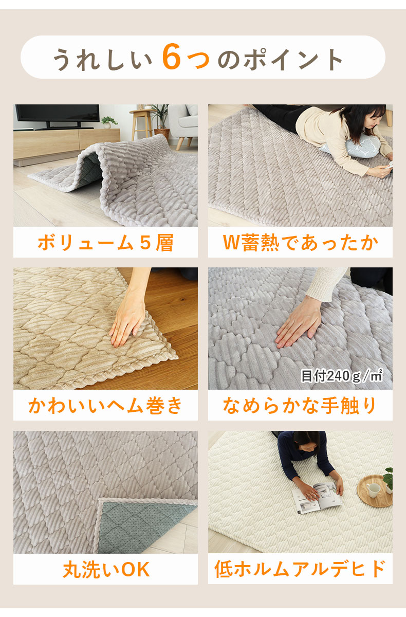 160円形 蓄熱ラグ フェリスの機能