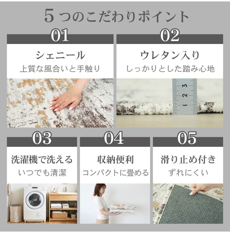 シェニールラグ アクシスの機能
