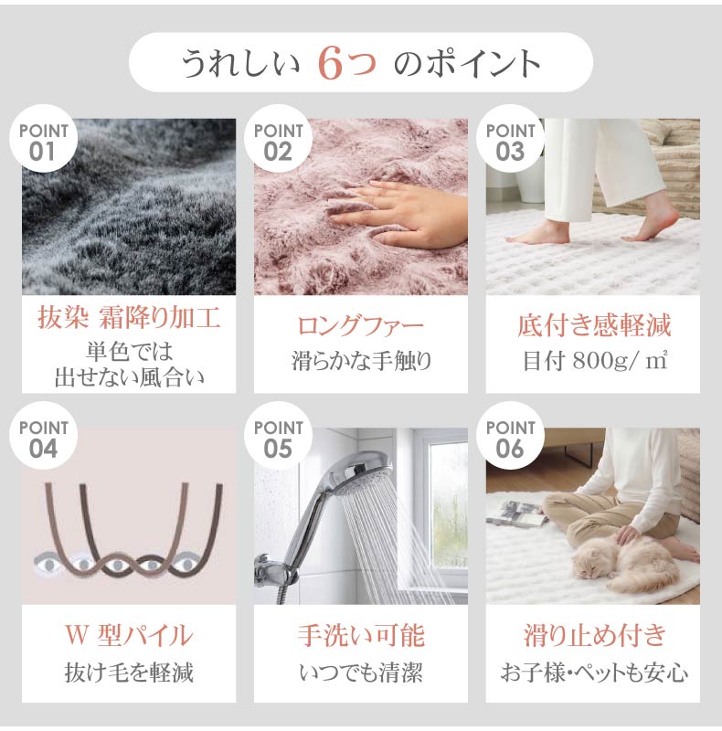 ふわふわ円形ラグ バブルファーの機能