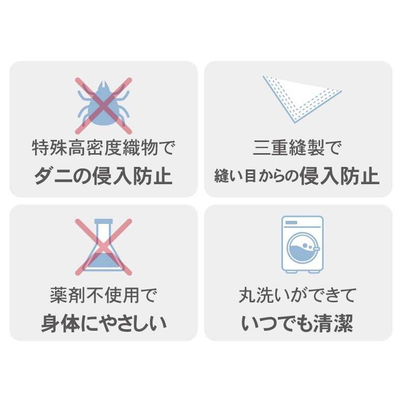 敷き布団カバー ダニ通過ゼロの機能