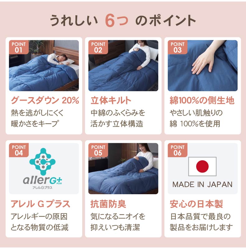 シングルロング 立体羽根掛け布団 ネイティブブレンドダウン WDG20の機能