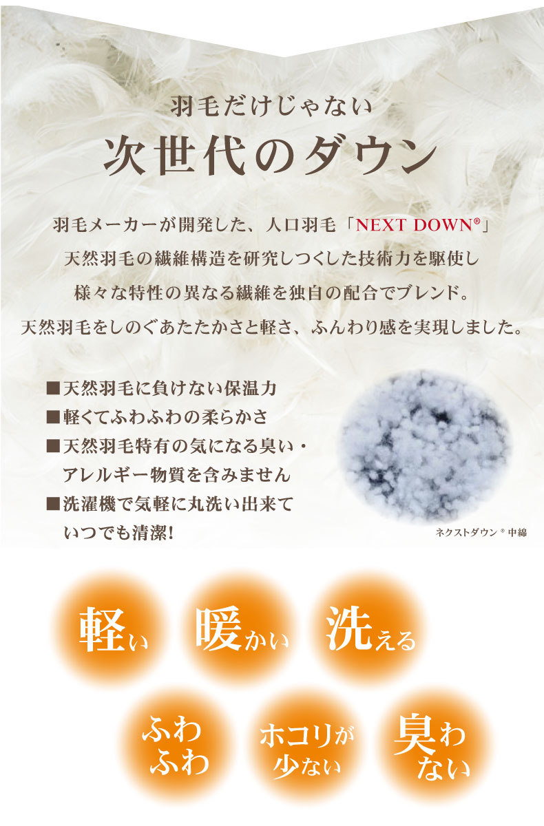 次世代 掛け布団 ネクストダウン2の素材