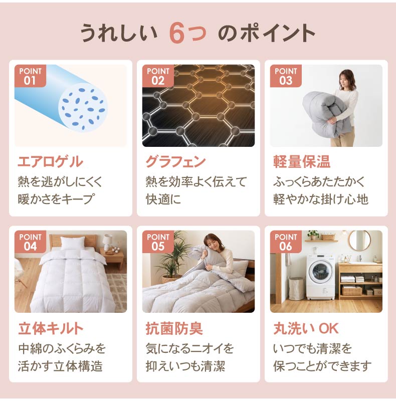 掛け布団 エアログラフェンの機能