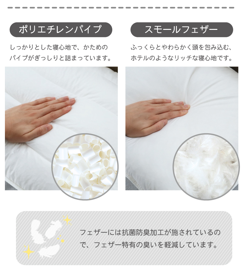 43ｘ63 パイプ＆フェザーピローの素材