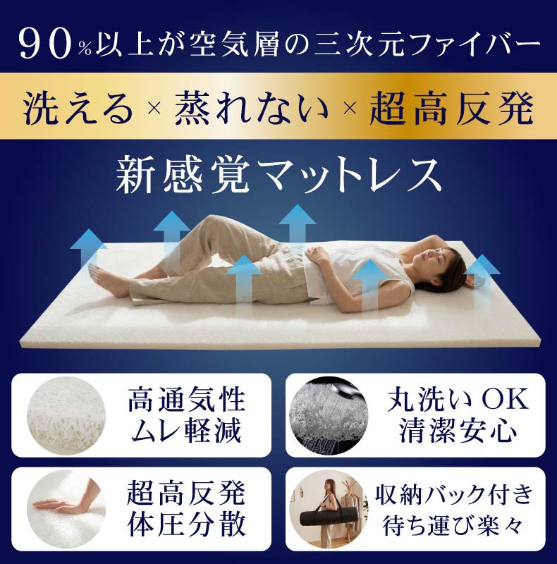 通気性の良い洗えるマットレス エアロトッパー