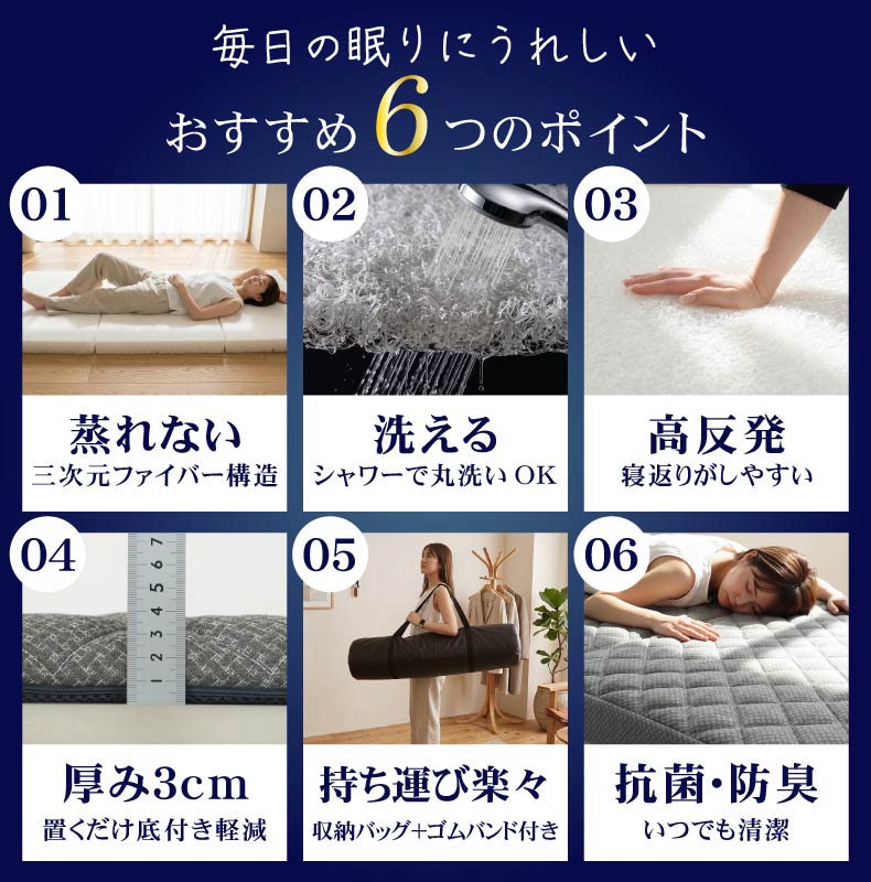 通気性の良い洗えるマットレス エアロトッパーの機能