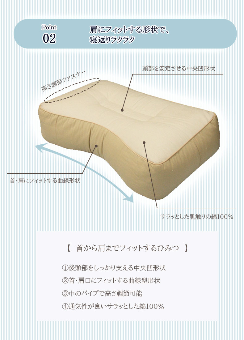 30x50 横向きに寝やすい枕 パイプの機能