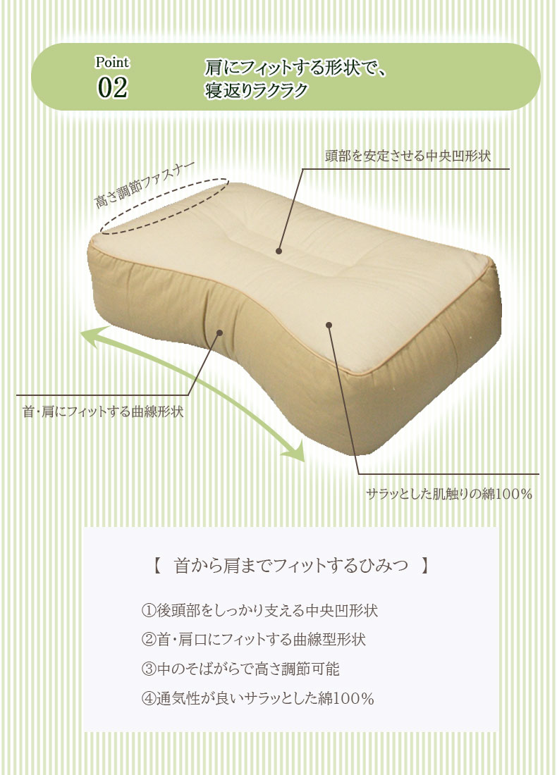 30x50 横向きに寝やすい枕 そばがらの機能