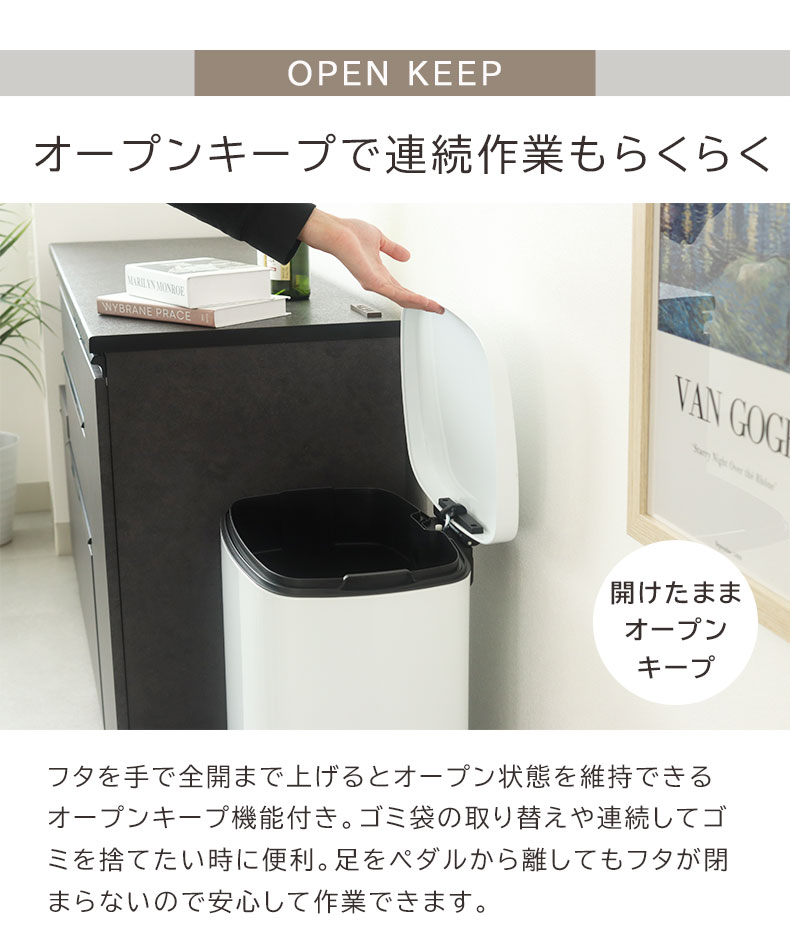50Ｌ ダストボックス ホワイトフラットランドの機能
