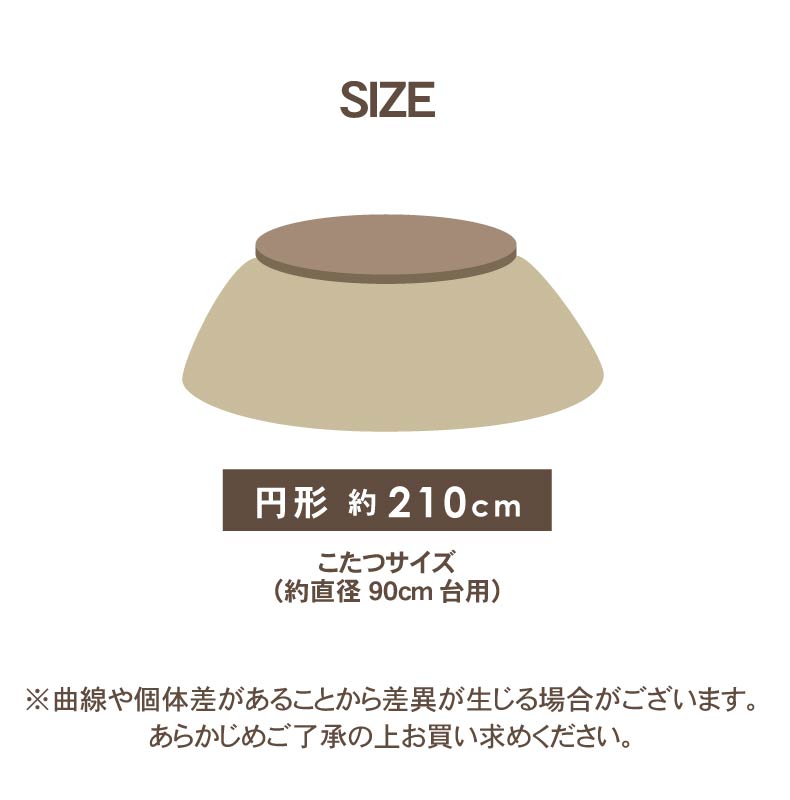 楕円形こたつ薄掛布団 プライムファーのサイズ