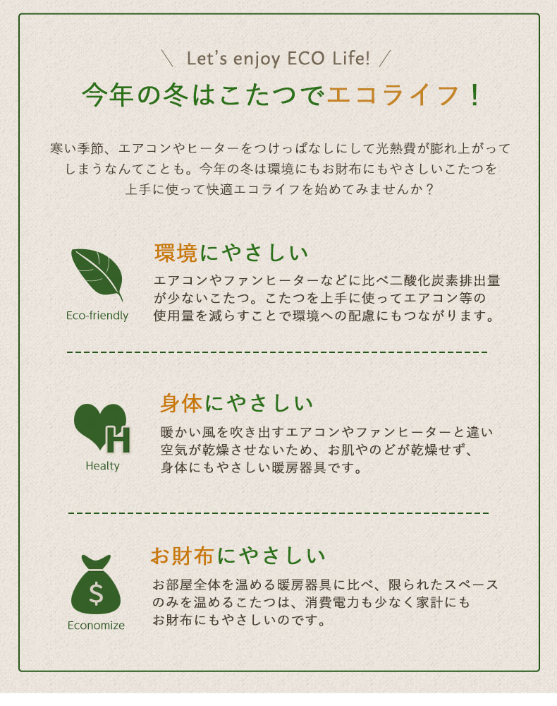 幅75cm こたつ ヴィンテージの機能
