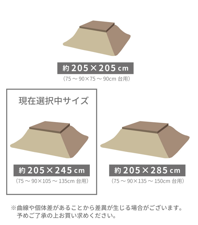 こたつ厚掛け布団 ラディのサイズ1