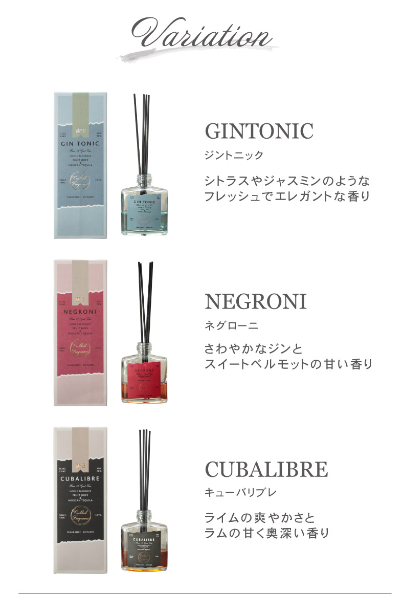 リードディフューザー2本セット カクテルのカラー