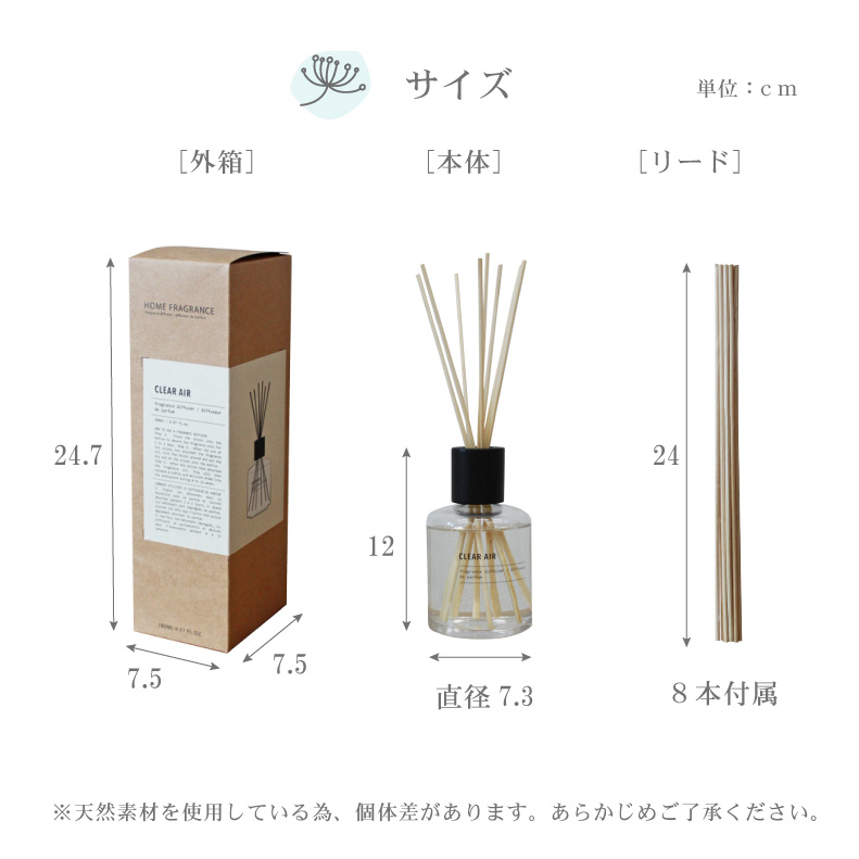 リードディフューザー 2個セット エトワールのサイズ