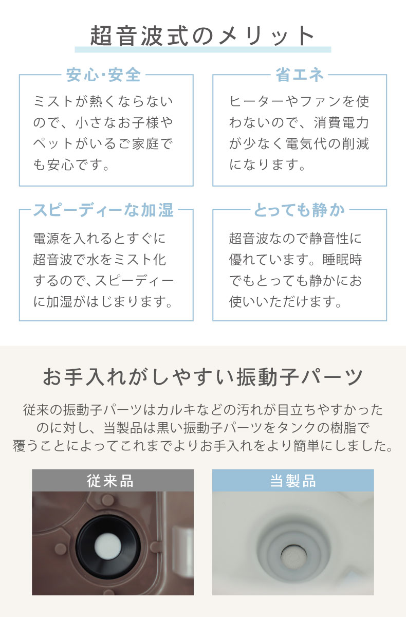 アロマ超音波式加湿器 アイリスの機能