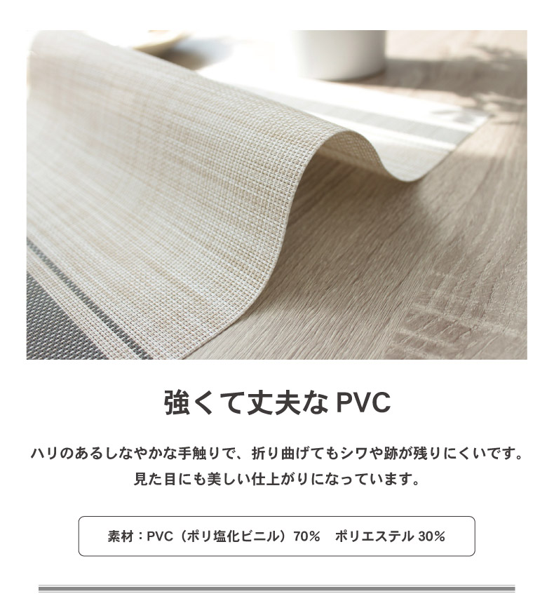 PVCランチョンマット 4枚セット ラインの素材