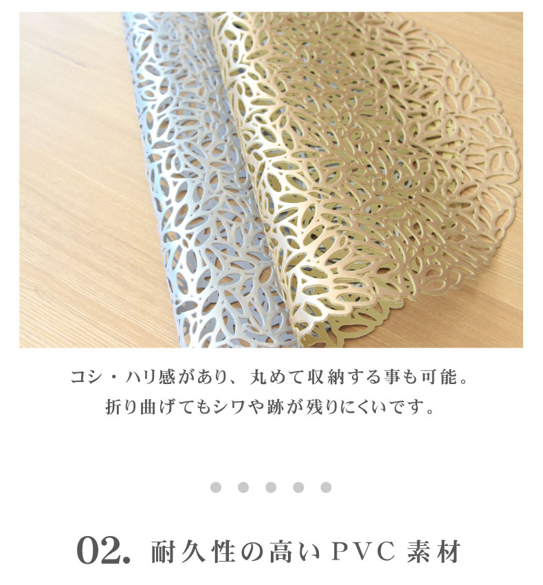 PVCランチマット 4枚セット メタリックラウンドの素材