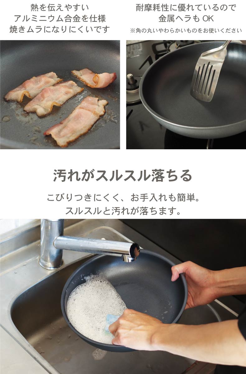 取っ手のとれる鍋・フライパン5点セット ソフィスの機能