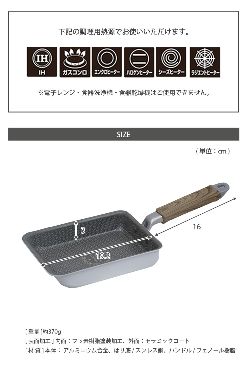 玉子焼き器 ポワレのサイズ