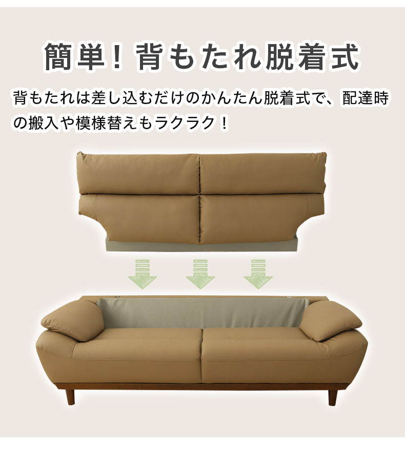 3人掛けソファ 再生革 レオンの機能