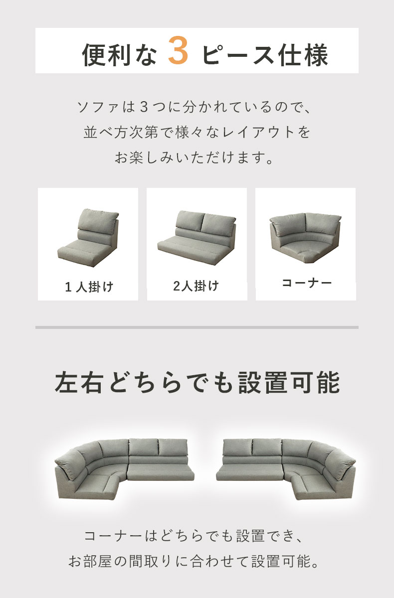 2人用 ソファ フラットの機能
