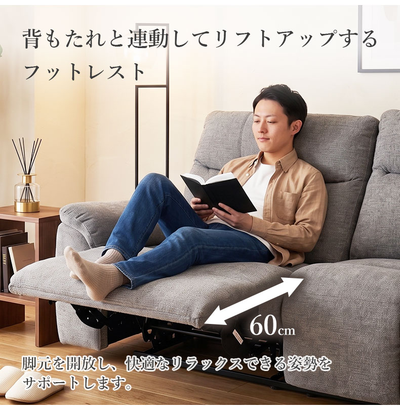 2人掛け ワイド電動ソファ ホルンの機能