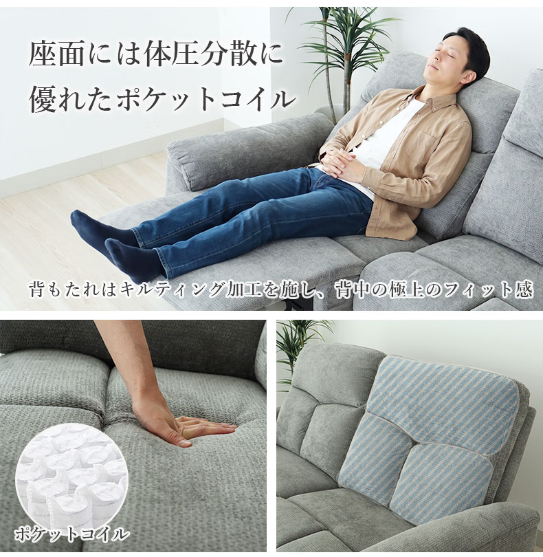 2人掛け ワイド電動ソファ ホルンの機能