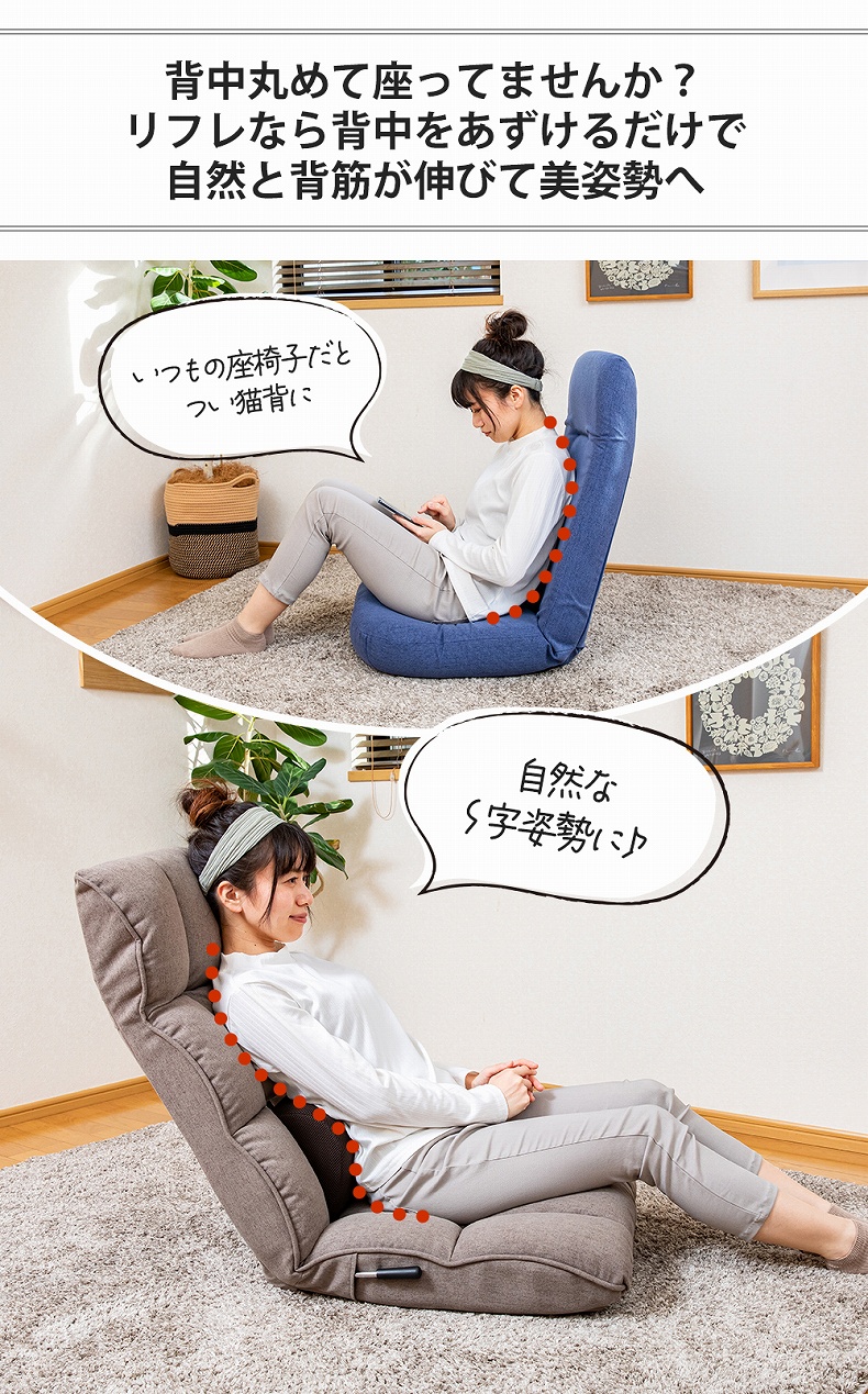 【通販限定】腰が整う座椅子 レバータイプ リフレの機能