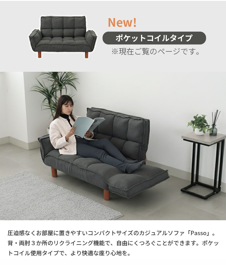 2人掛け カジュアルソファ パッソプラスの機能