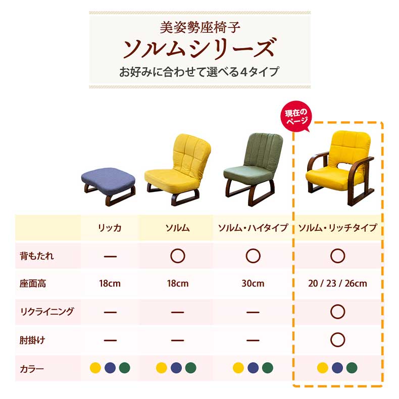 【通販限定】あぐら座椅子リッチタイプ ソルムの機能