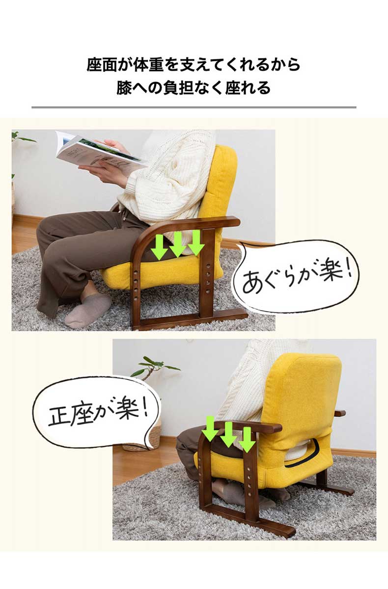 【通販限定】あぐら座椅子リッチタイプ ソルムの機能