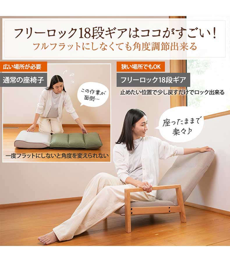 【通販限定】天然木の座椅子 ヒュッテの機能