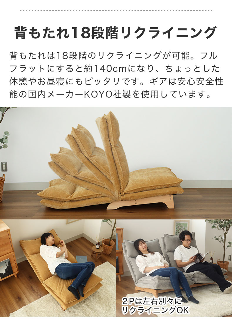 リクライニングソファ ピエル5の機能