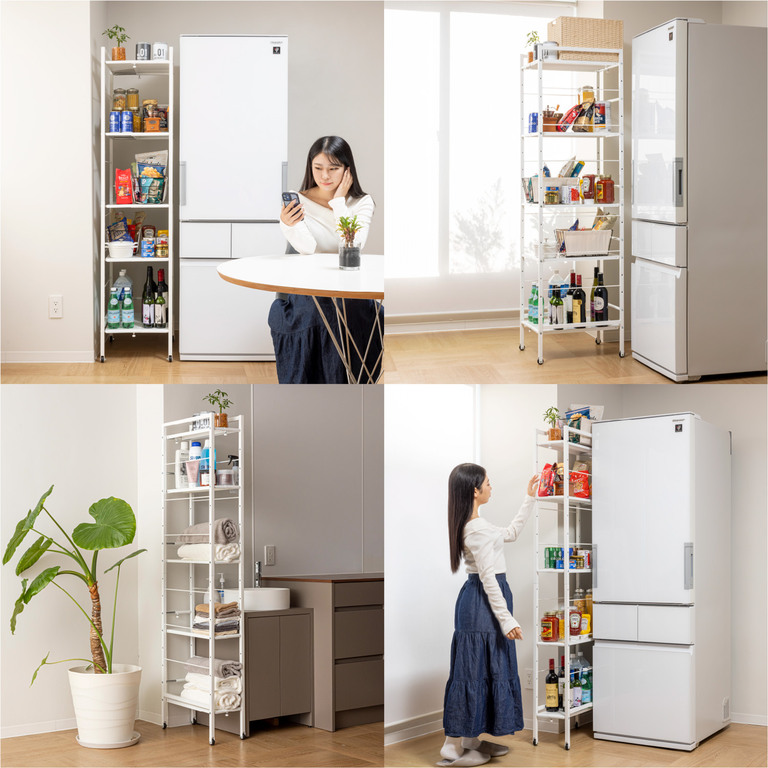 幅が伸縮できるすき間収納ラック Lサイズ SYM-502の使用例