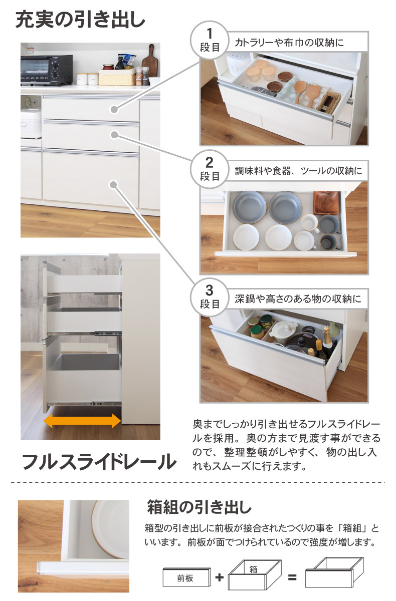 幅100cm食器棚 奥行45-高さ179 バーダック2の機能
