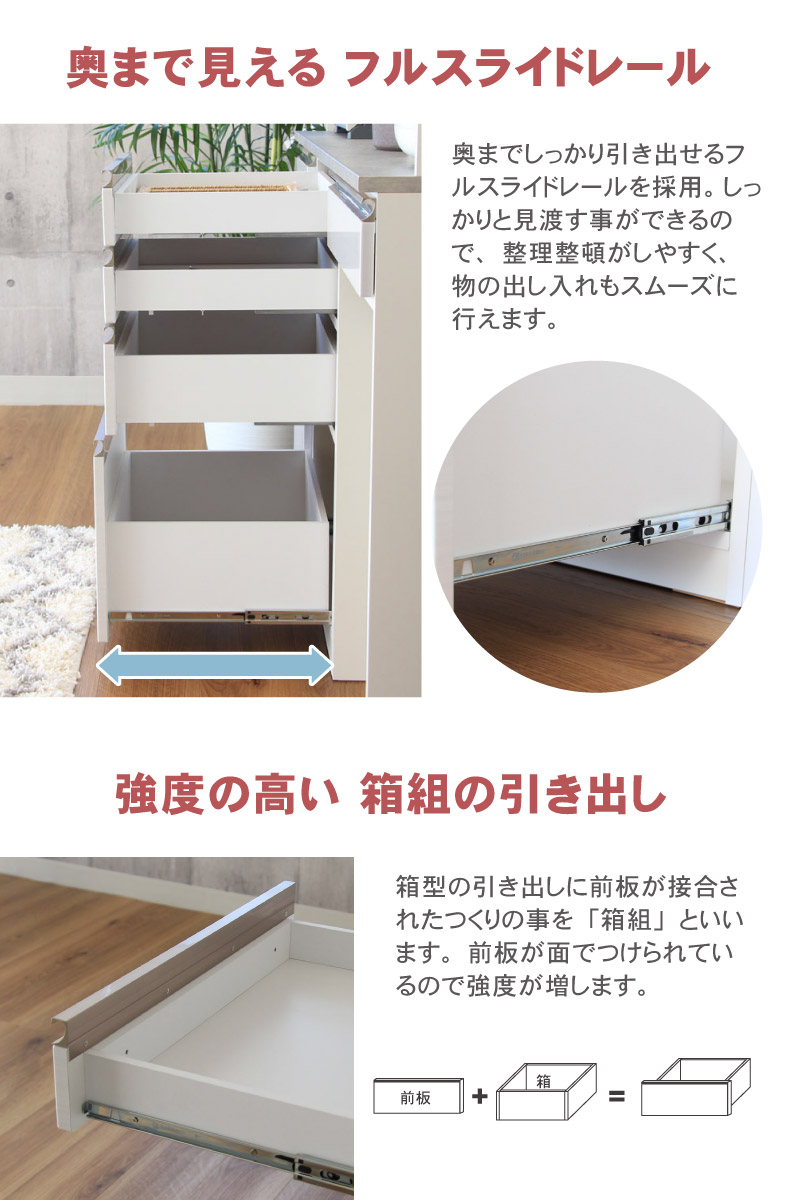 幅140cm食器棚 下台60OP 80引出 カカロの機能