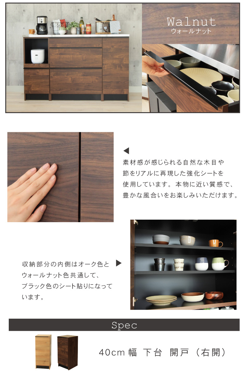 幅40cm 下台 開き戸(右開き) フォーガスのカラー