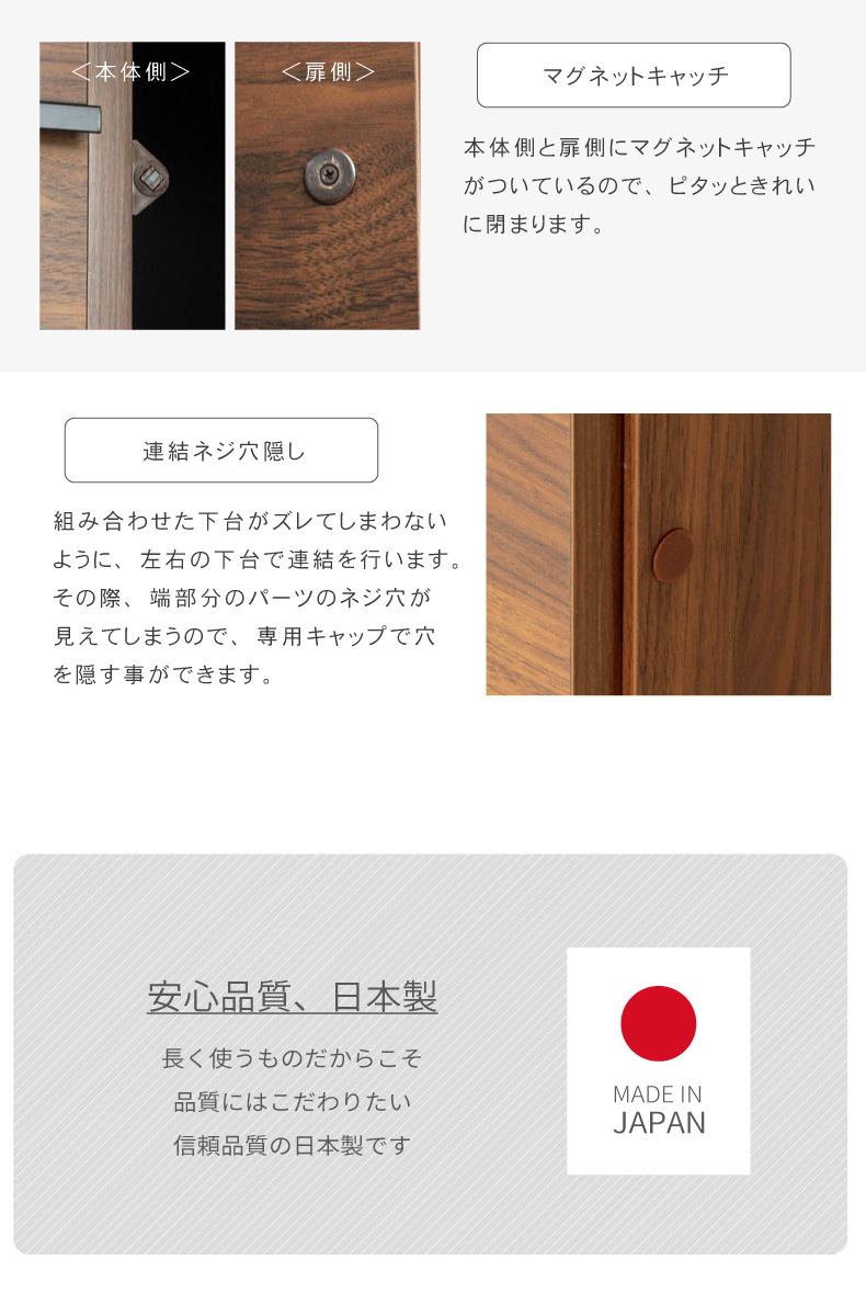 幅40cm 下台 開き戸(右開き) フォーガスの機能