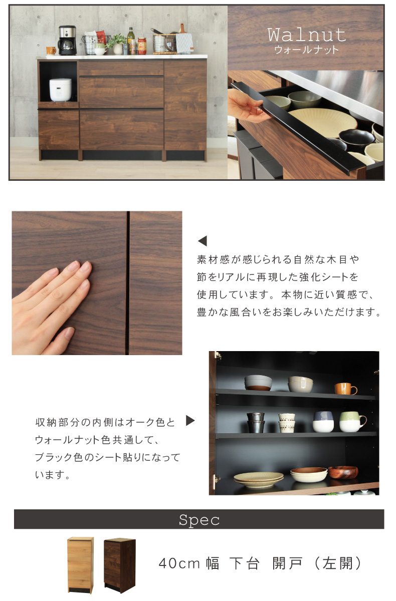 幅40cm 下台 開き戸(左開き) フォーガスのカラー