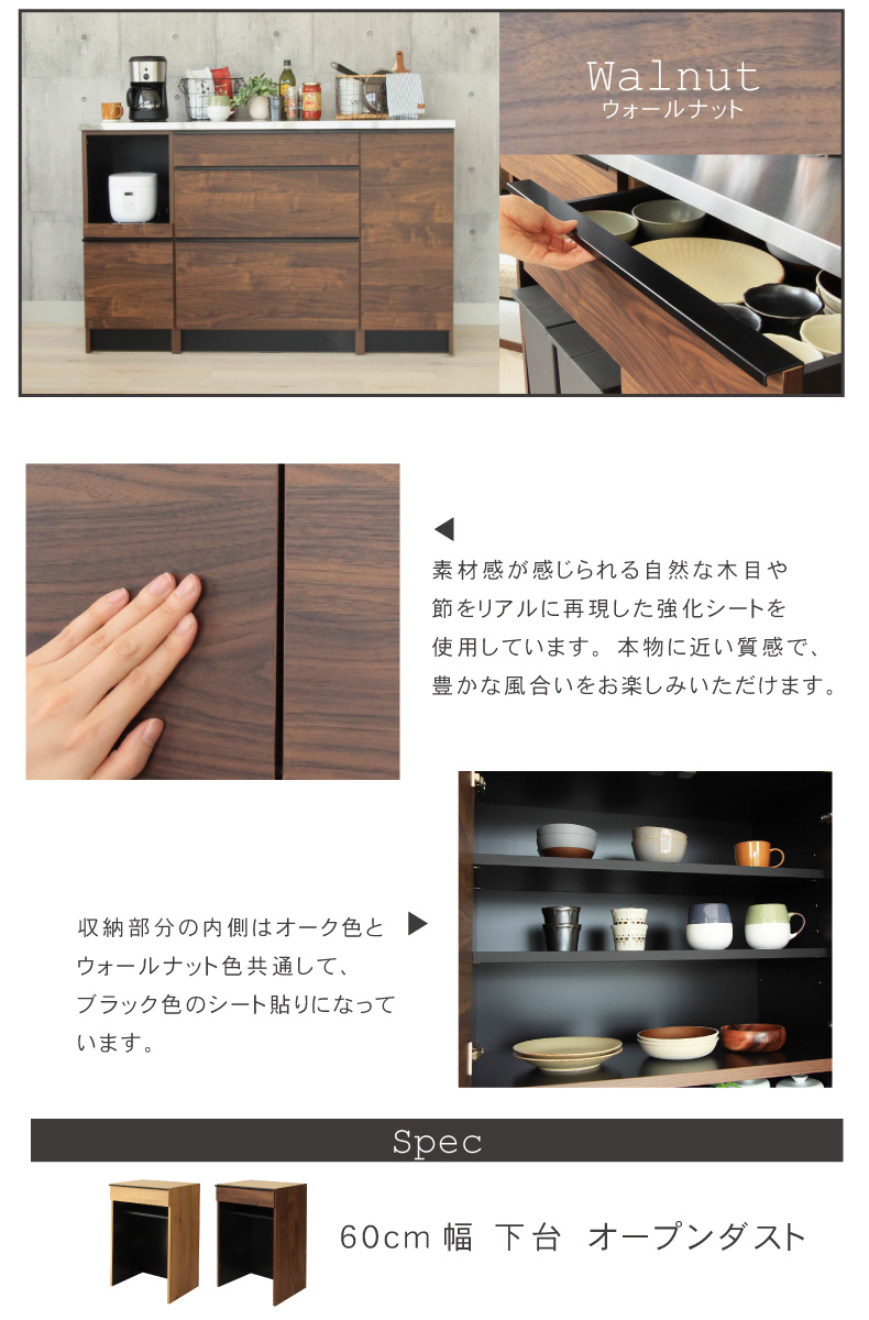 幅60cm 下台 オープンダスト フォーガスのカラー