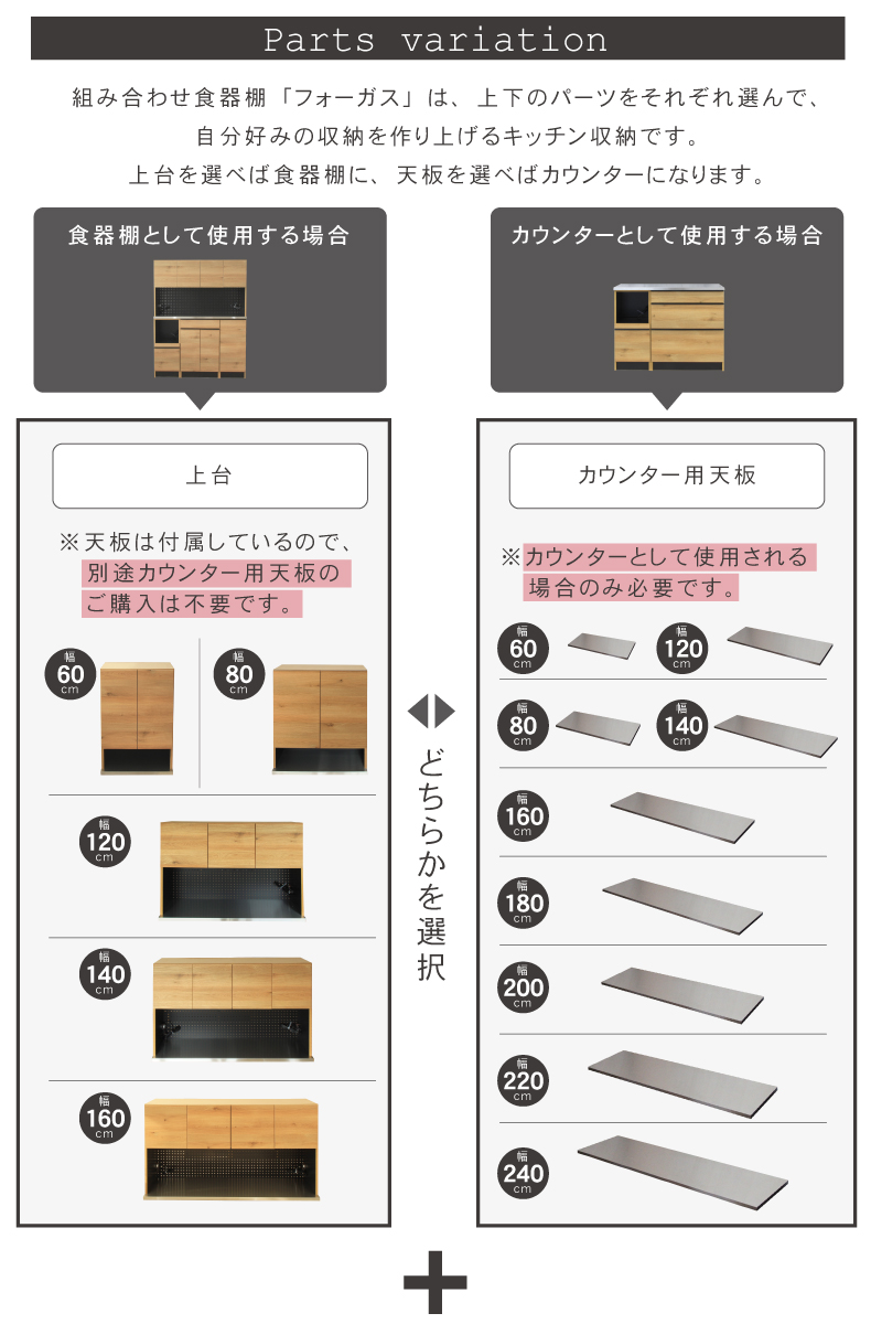 幅80cm 下台 3杯引出 フォーガスの機能