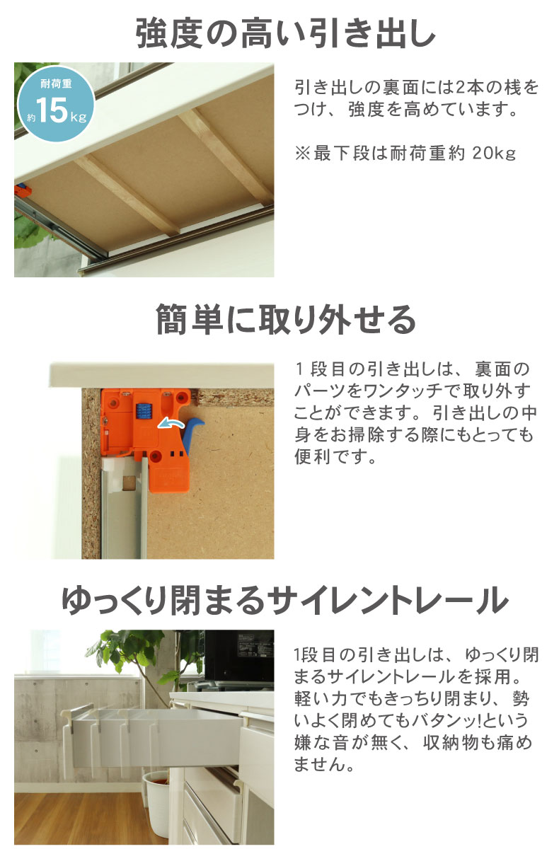 幅60cm 下台 3杯引出 ネオの機能