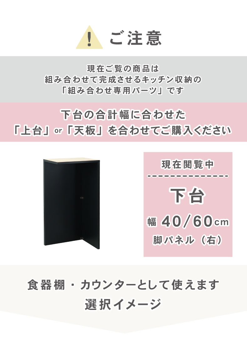 幅40～60cm 下台 脚パネル（右） ネオの機能