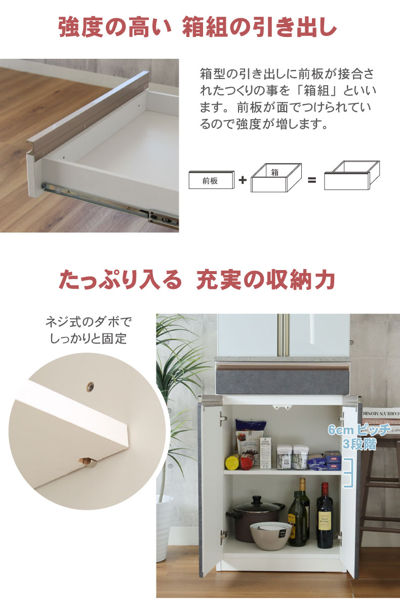 幅60cm 下台 開戸 カカロ（カラーオーダー）の機能