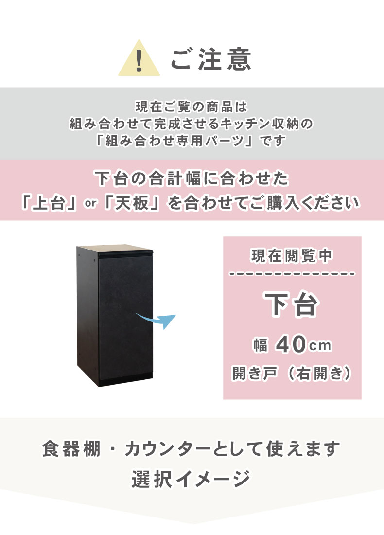 40cm食器棚 下台開き戸(右) セラスの機能